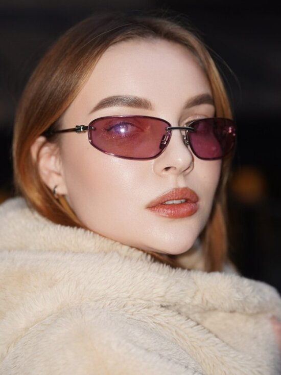 Miu Miu Women’s Sunglasses Silver Pink Wraparound MUA50S 1BC70J New & Authentic